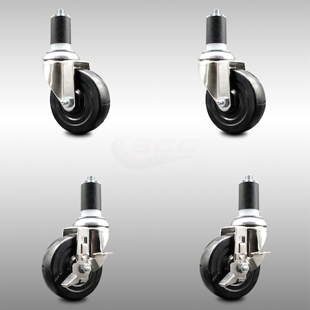 Service Caster 4 Inch 316SS Soft Rubber Swivel 1-1/2 Inch Expanding Stem Caster Brake SCC, 2PK SCC-SS316EX20S414-SRS-2-TLB-2-112
